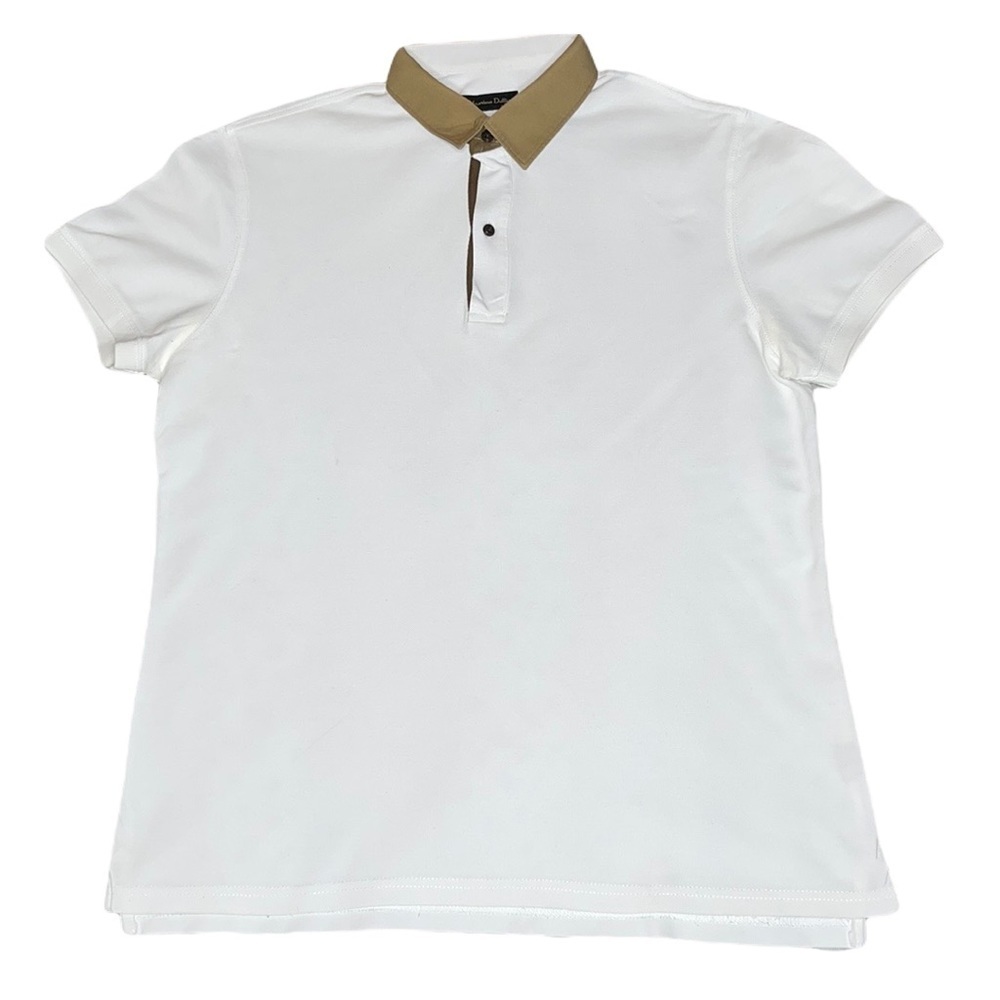Massimo Dutti White Polo with Tan Collar